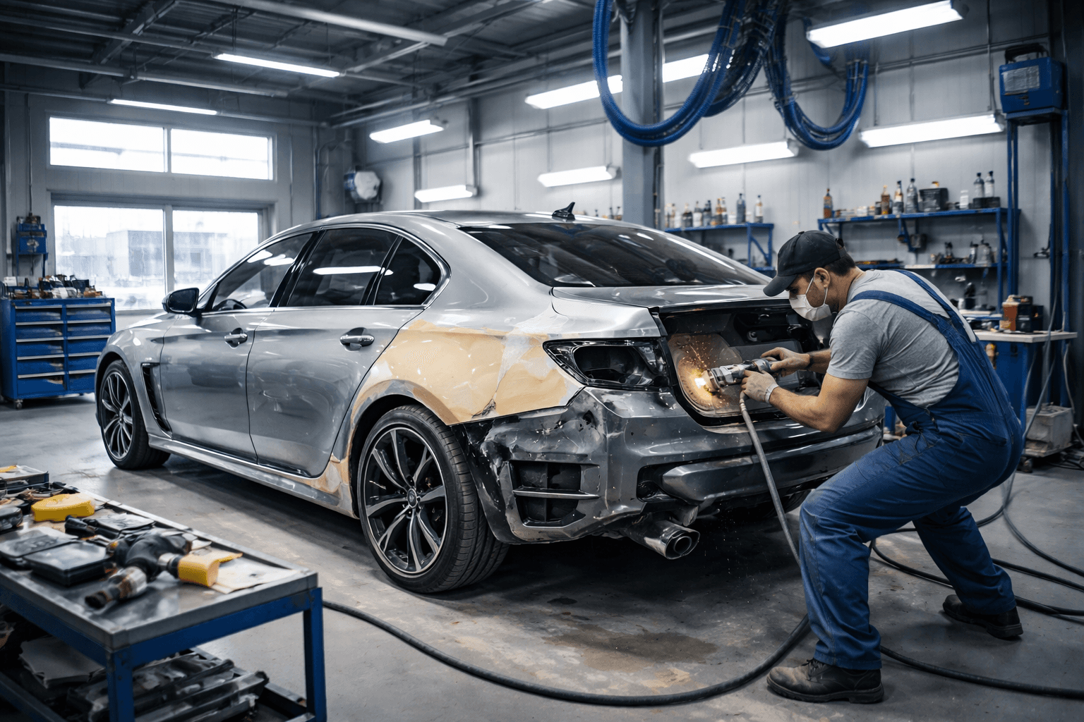 A perfectly repaired car after bodywork.