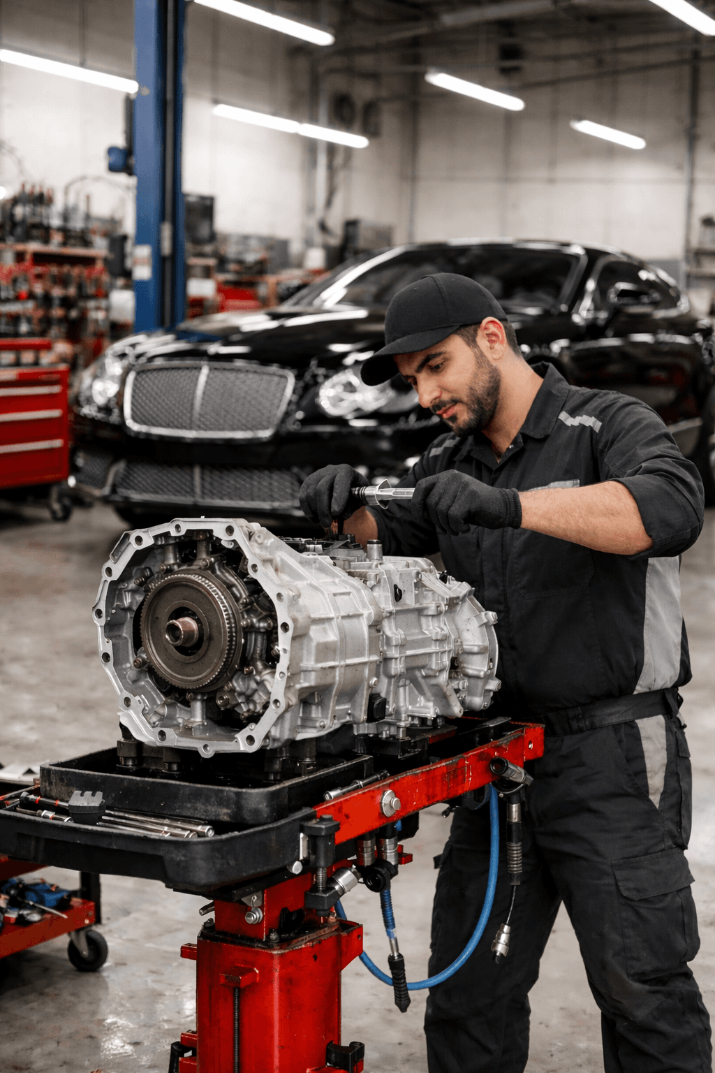 A close-up shot of a car's gearbox.